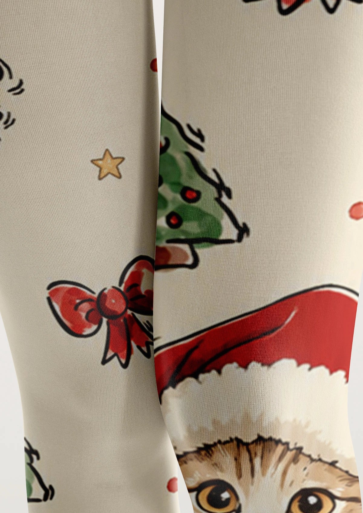 White Christmas Kitten Tights