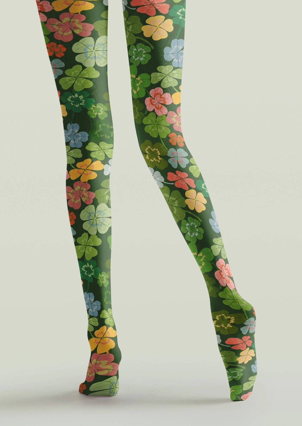 Multicolor Lucky Four-Leaf Clover Tights