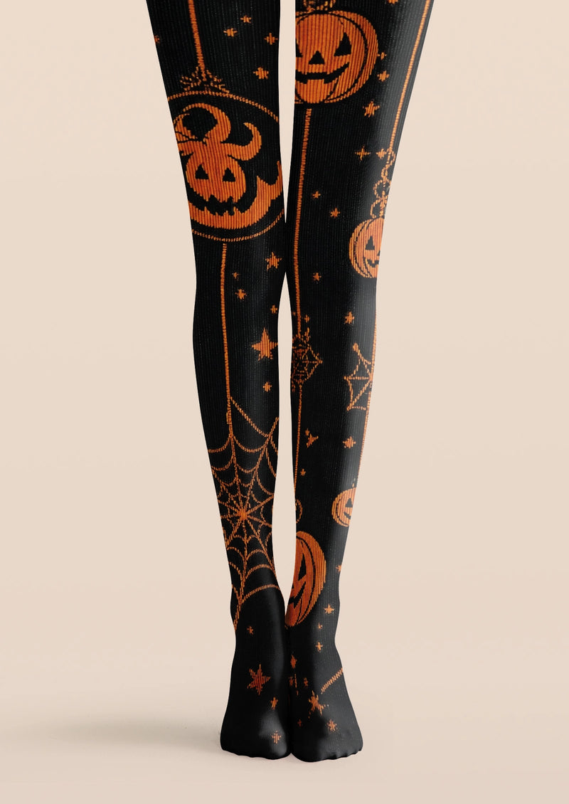 Orange Pumpkin Star Tights