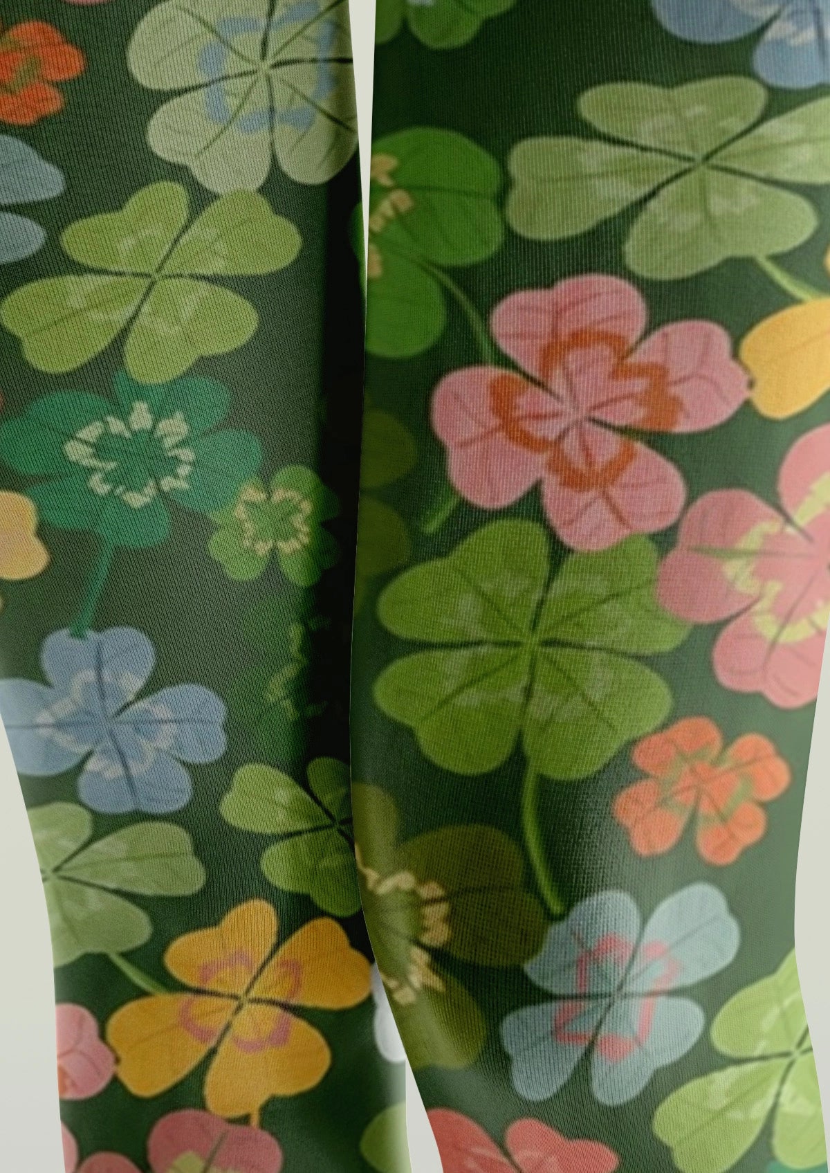 Multicolor Lucky Four-Leaf Clover Tights