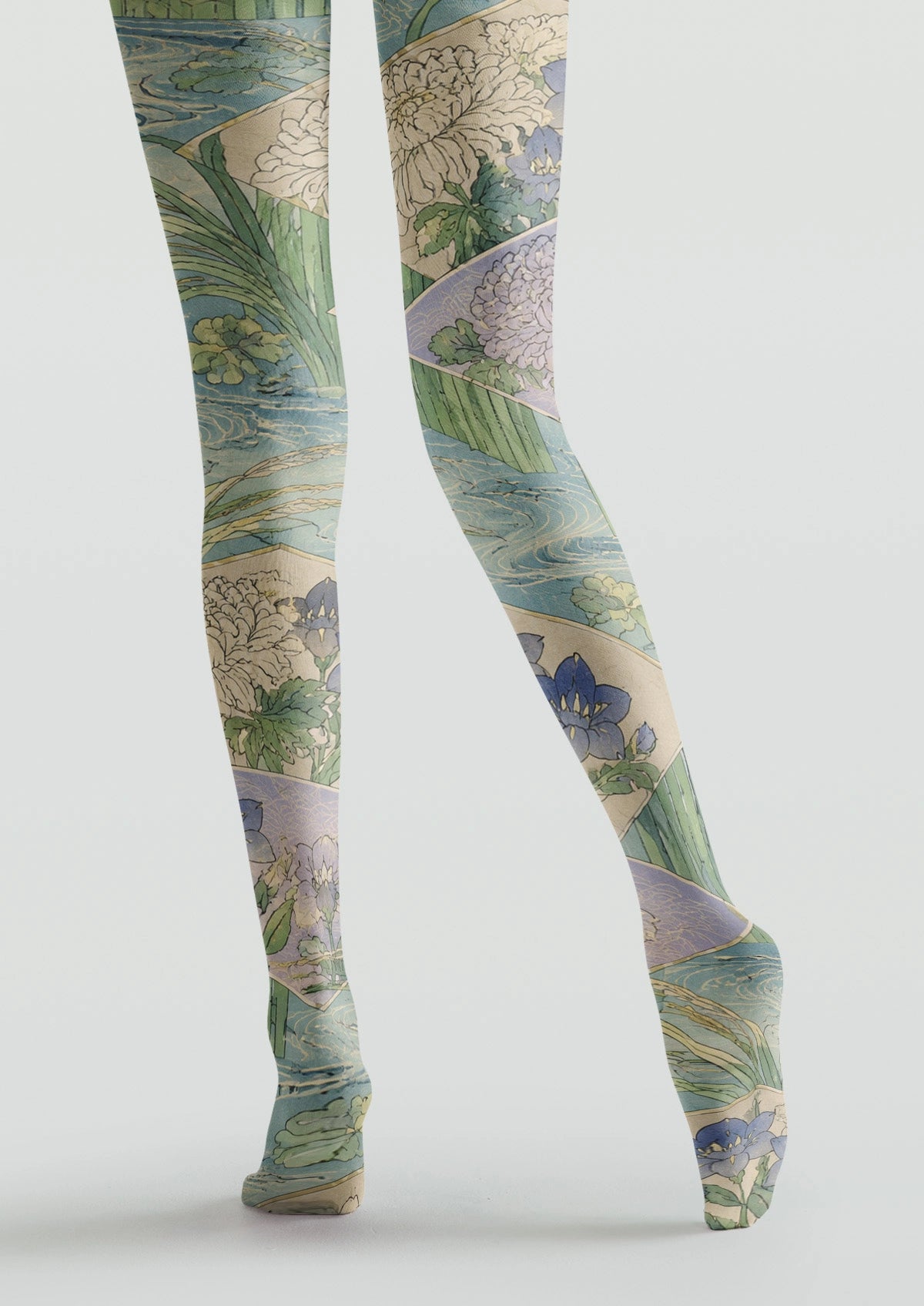 Paddy Field Fragrant Chrysanthemum Collage Tights