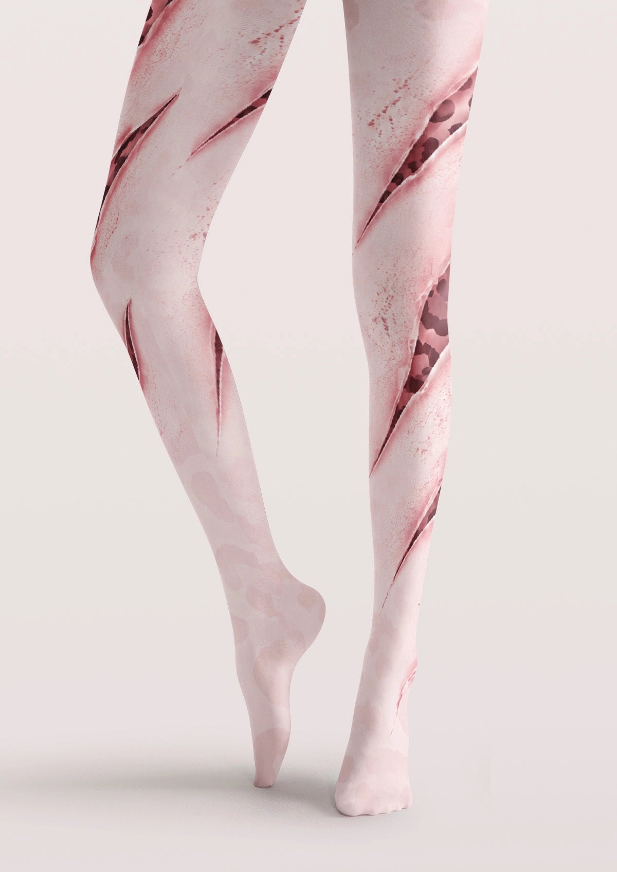 Pink Ripped Leopard Print Tights