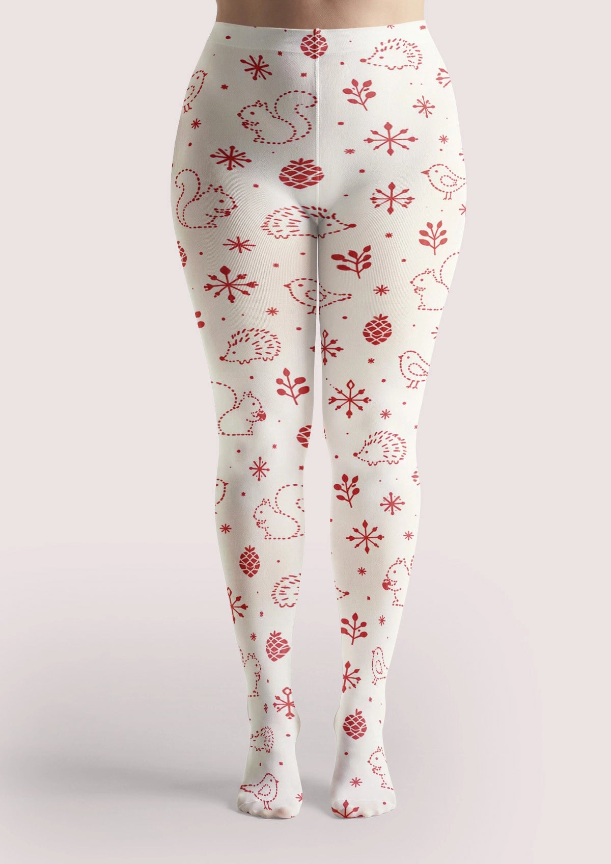 Red Snowy Woodland Friends Tights