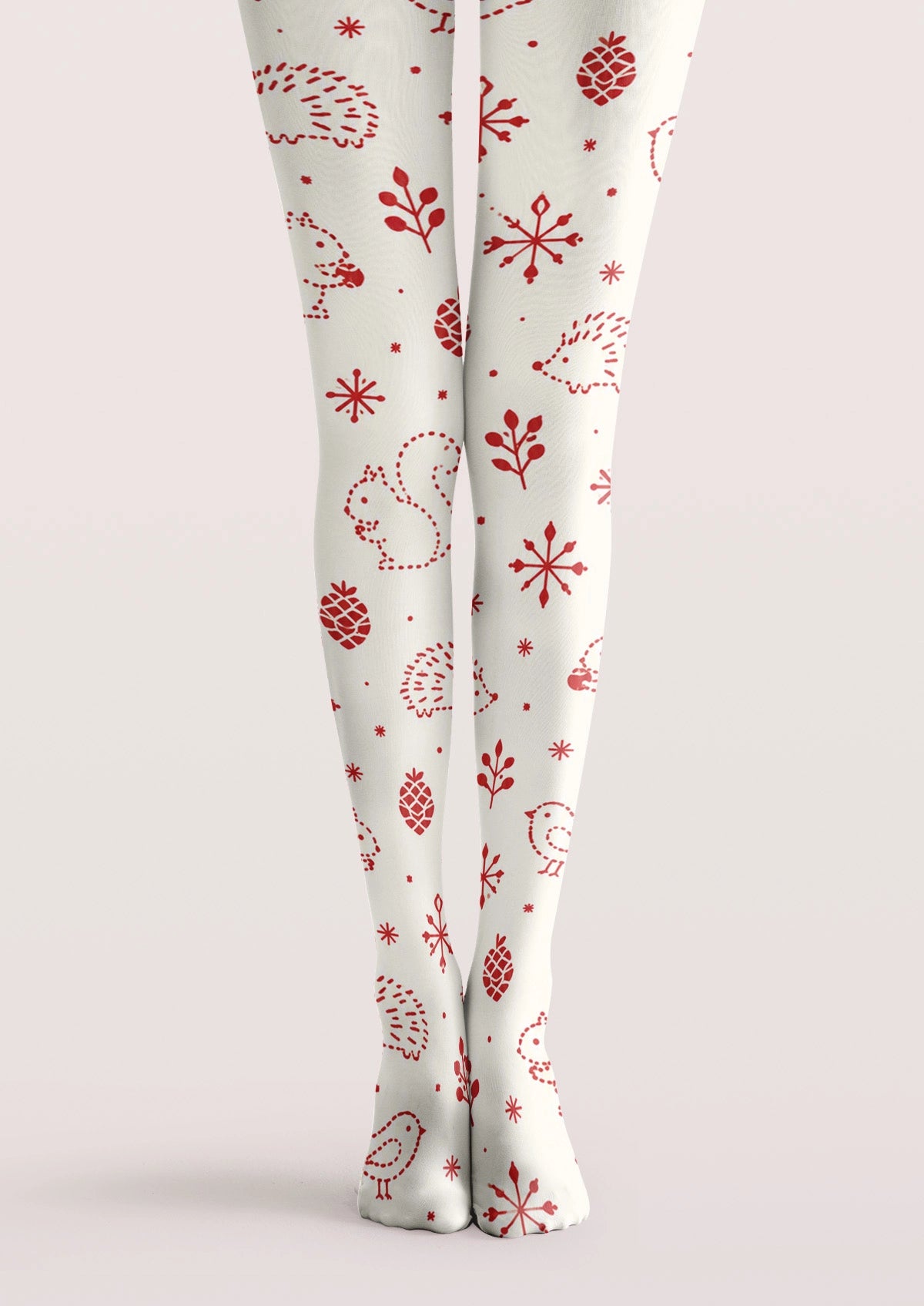 Red Snowy Woodland Friends Tights