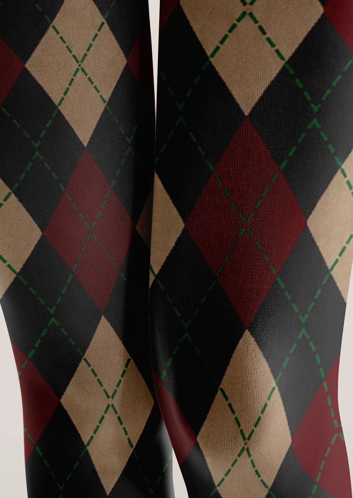 Classic Red And Black Diamond Pattern Tights