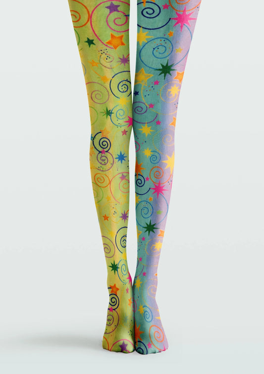 Multicolor Rainbow Stars Tights