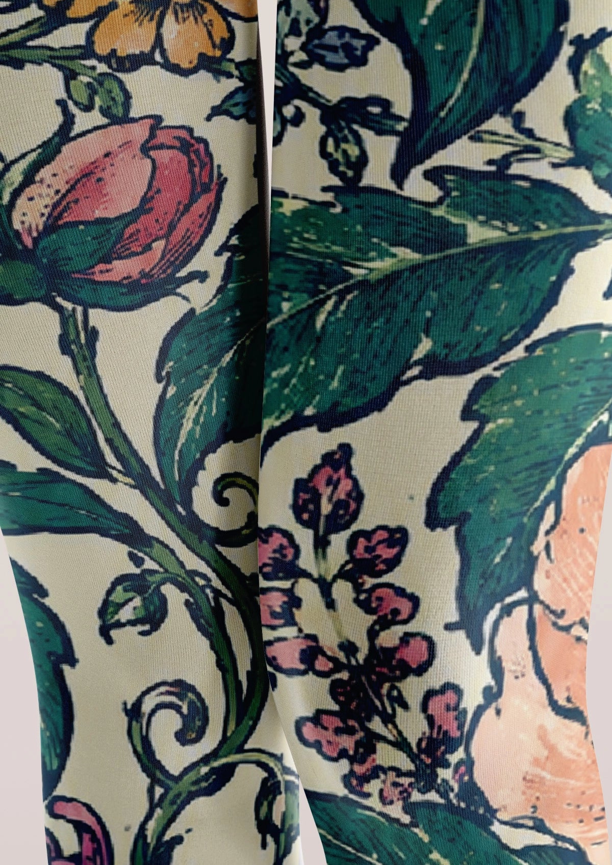 Multi-Colored Hand-Painted Flowers Tights