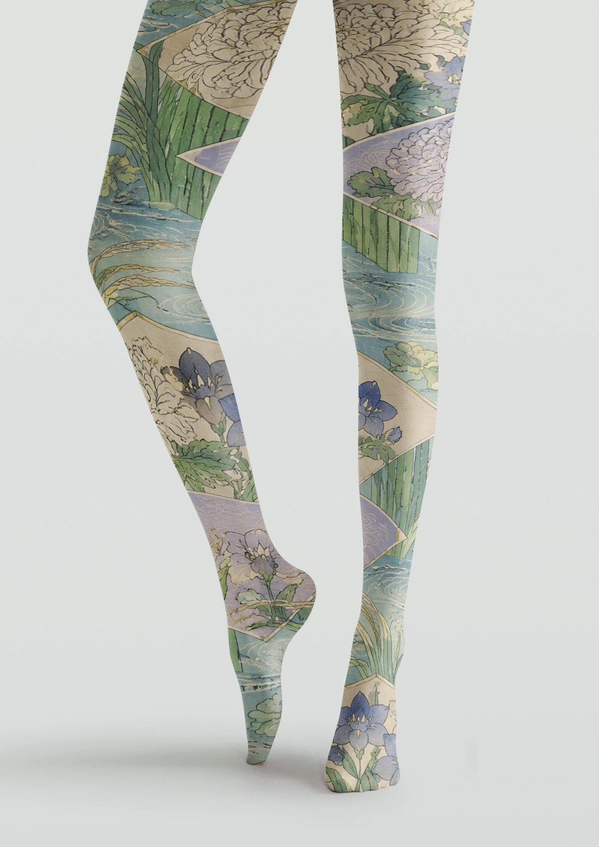 Paddy Field Fragrant Chrysanthemum Collage Tights