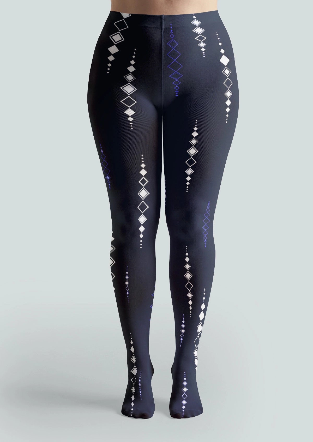 Blue Diamond-Shaped Square Tights