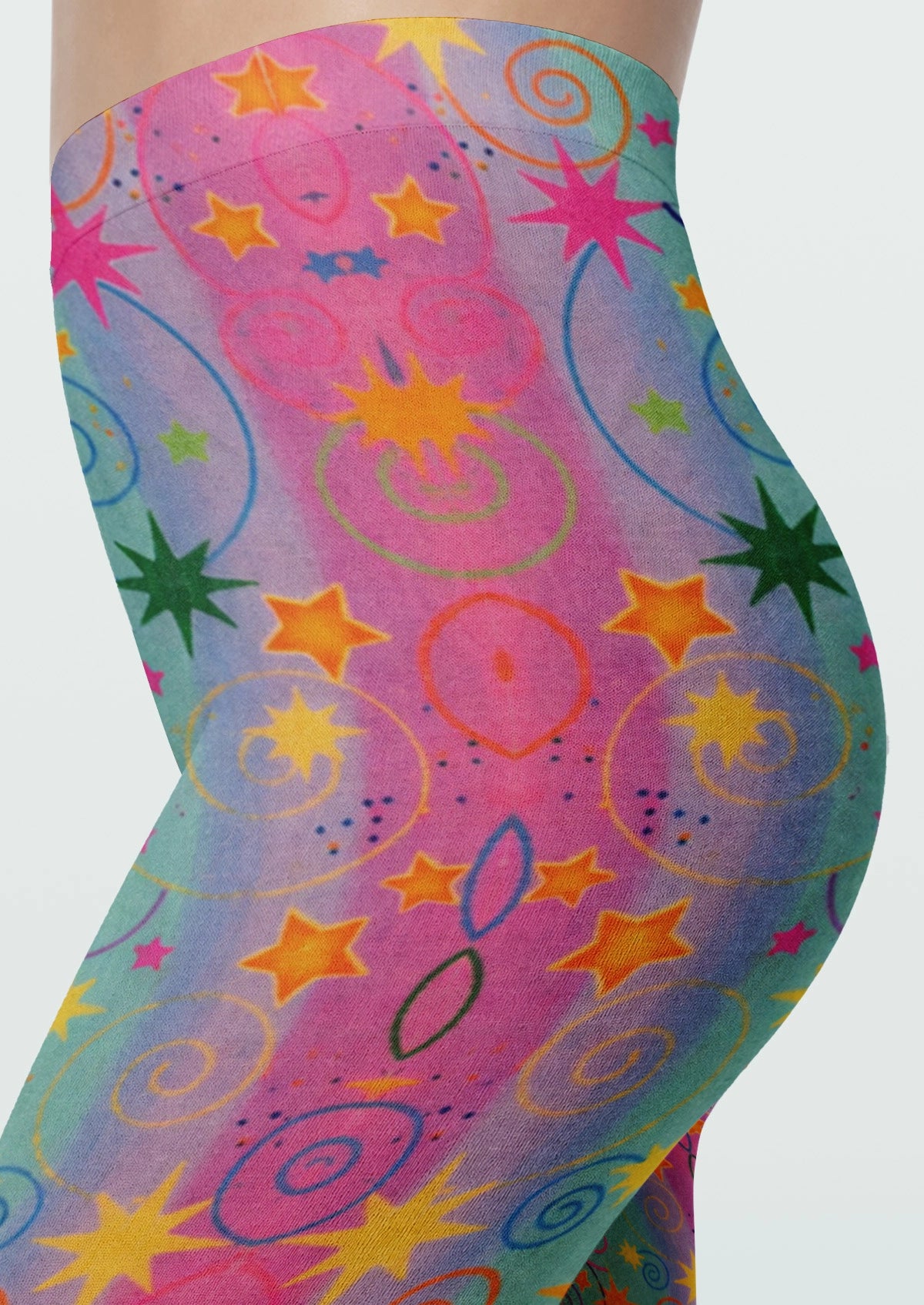 Multicolor Rainbow Stars Tights