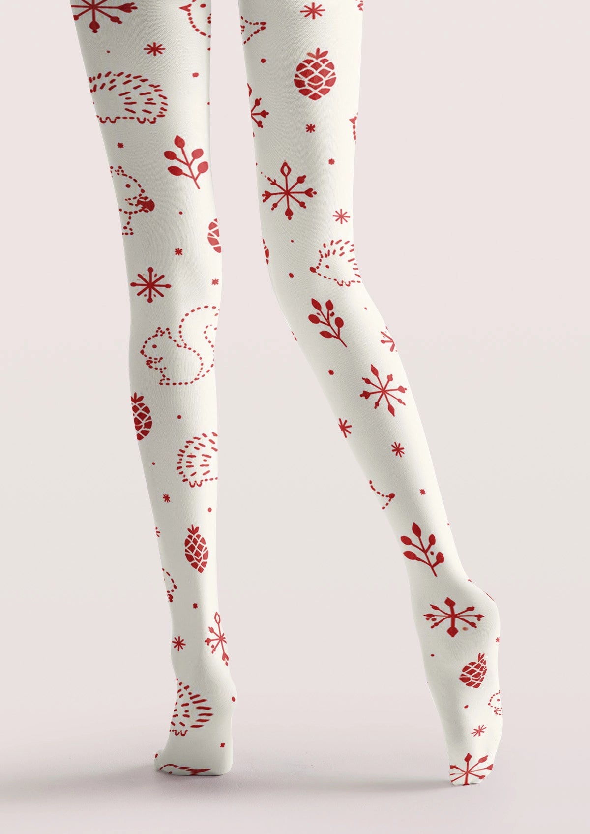 Red Snowy Woodland Friends Tights