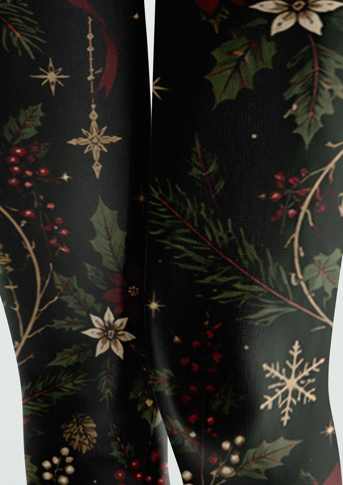 Green Christmas Plants Tights