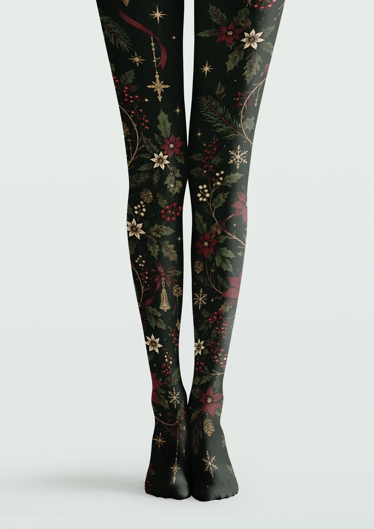 Green Christmas Plants Tights