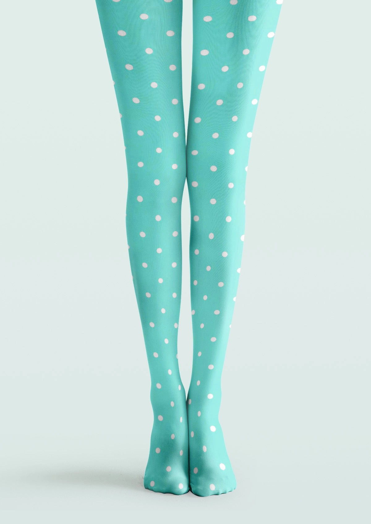 Mint Green With White Polka Dots Tights