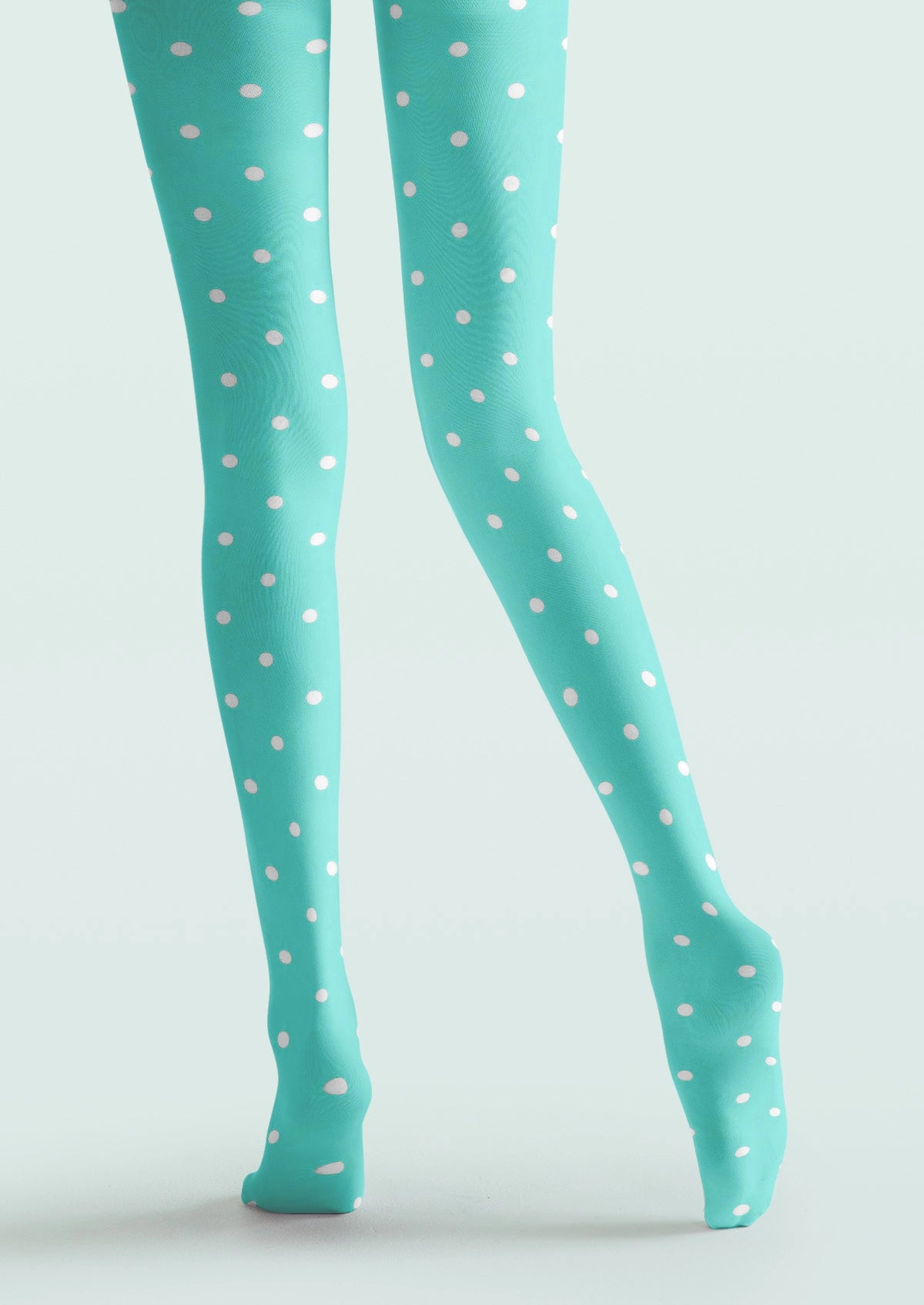 Mint Green With White Polka Dots Tights