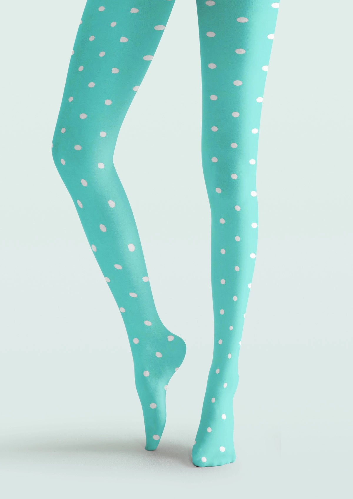 Mint Green With White Polka Dots Tights
