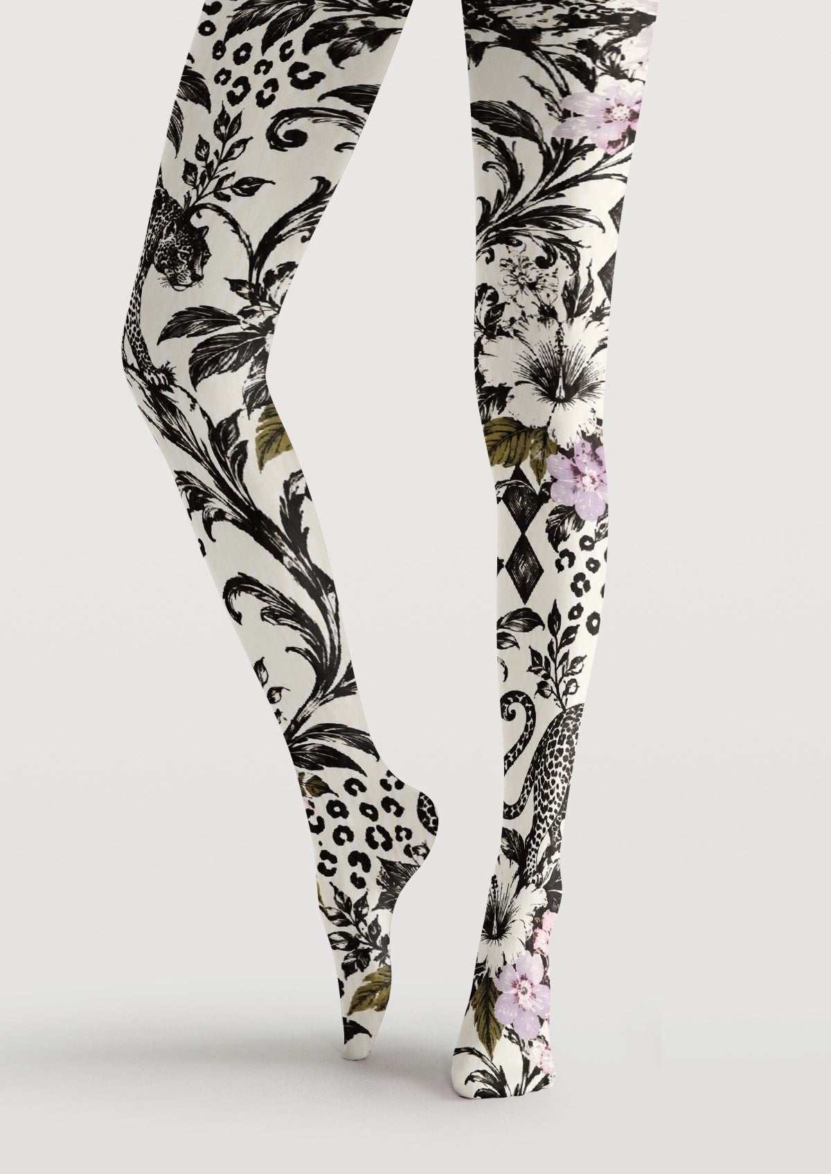 Flowers And Leopards Tights