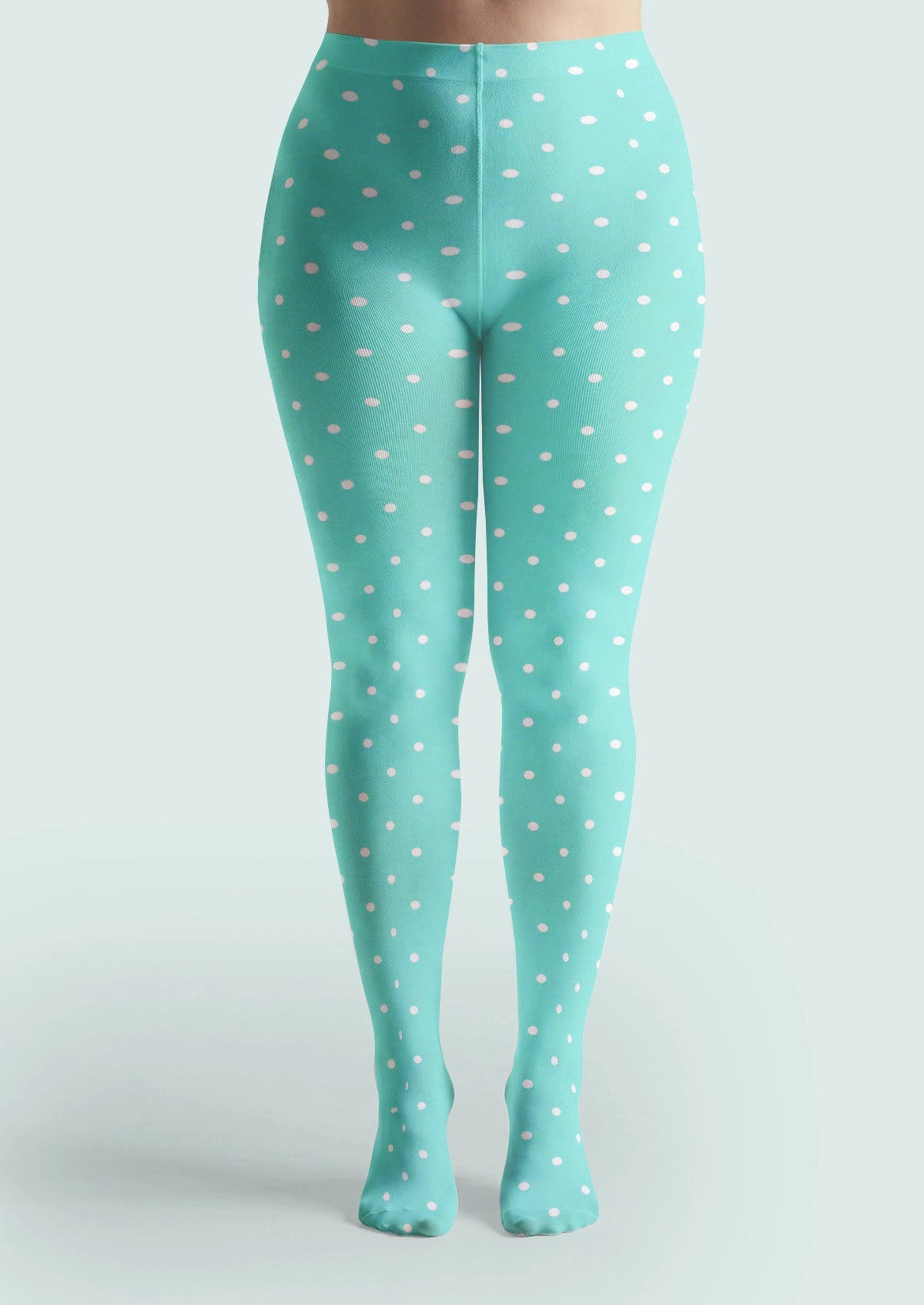 Mint Green With White Polka Dots Tights
