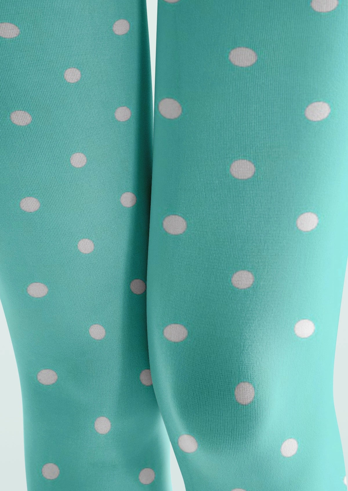 Mint Green With White Polka Dots Tights
