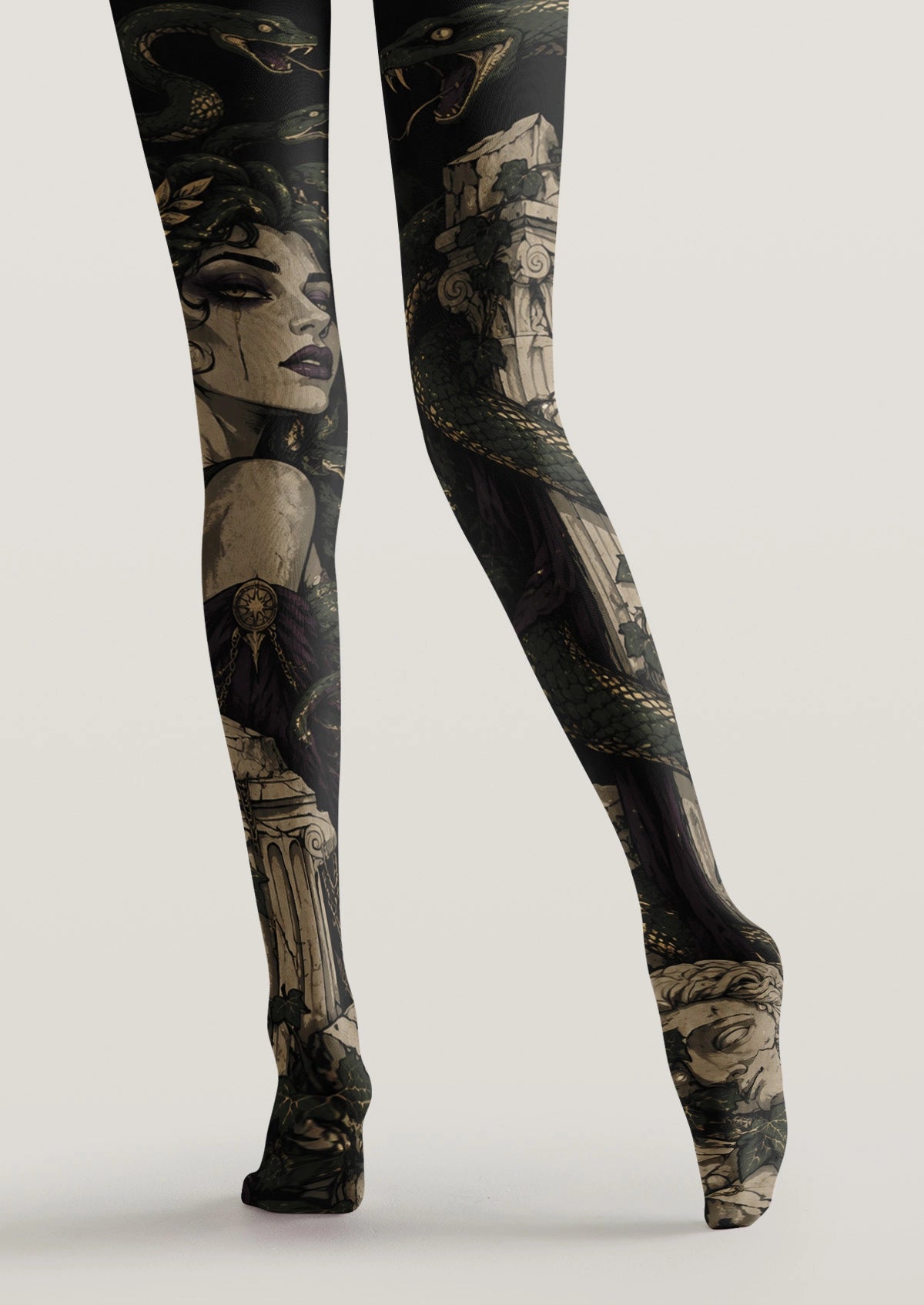 青いフローラルペイズリータイツ