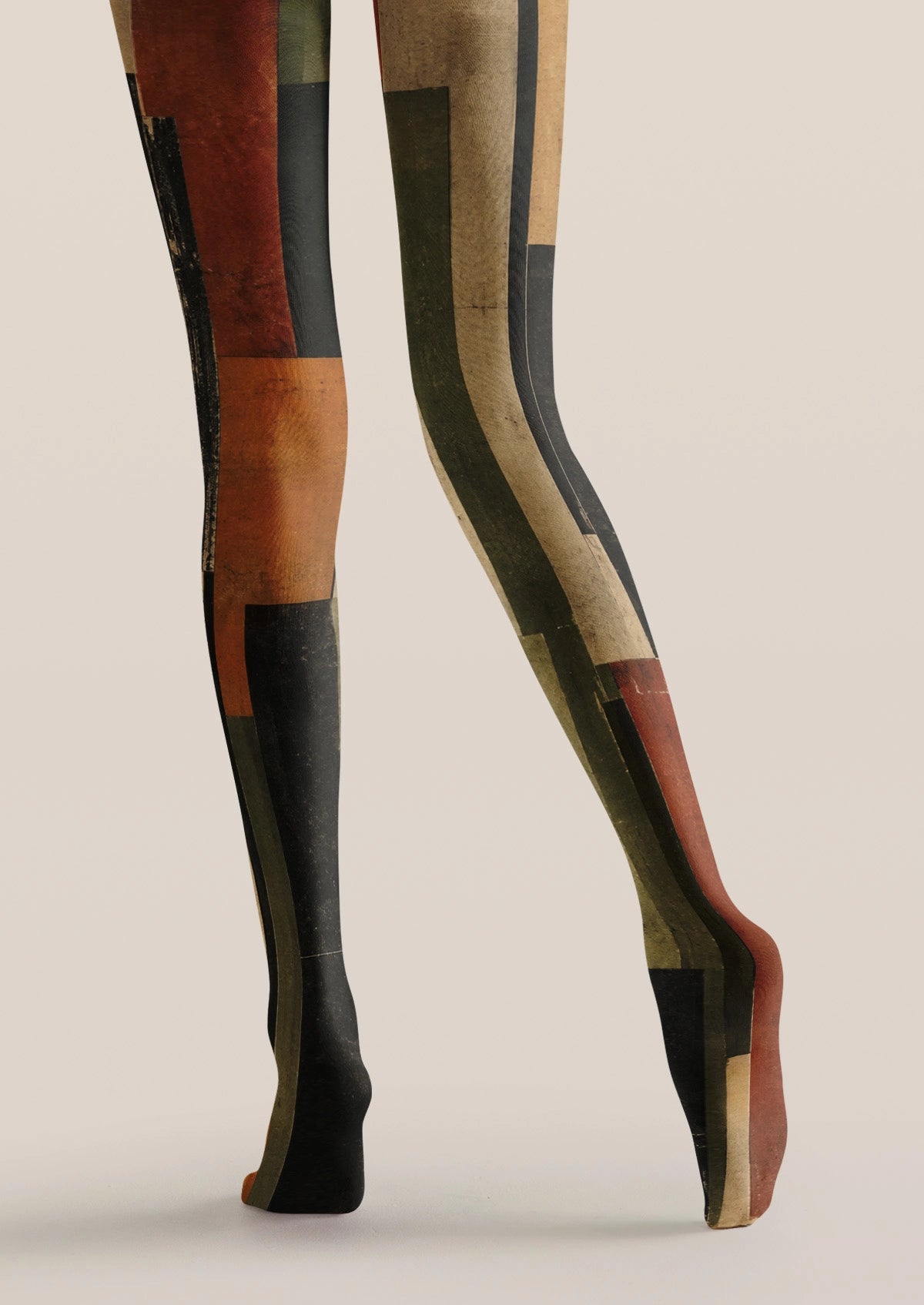 Multicolor Retro Geometric Tights