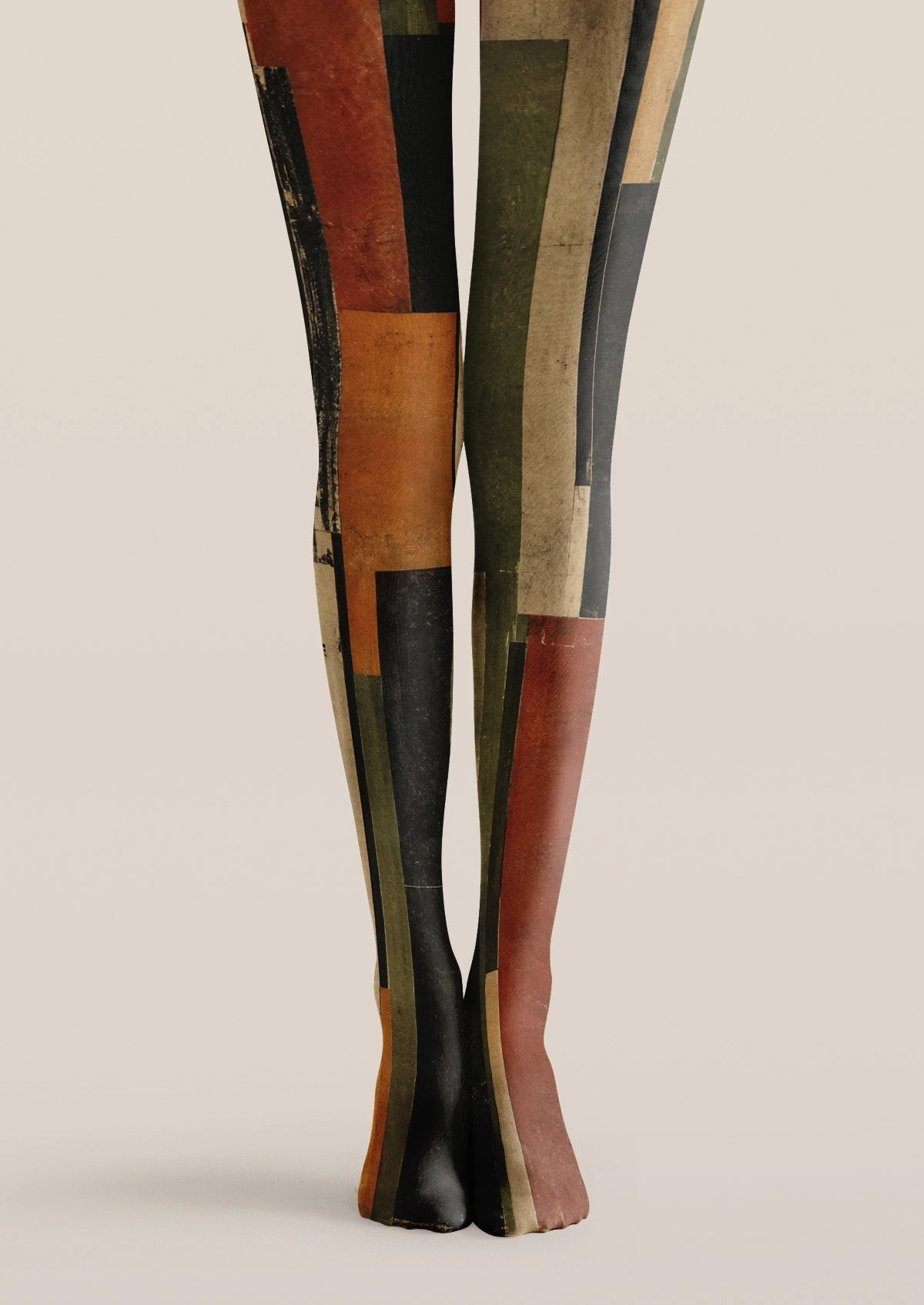 Multicolor Retro Geometric Tights