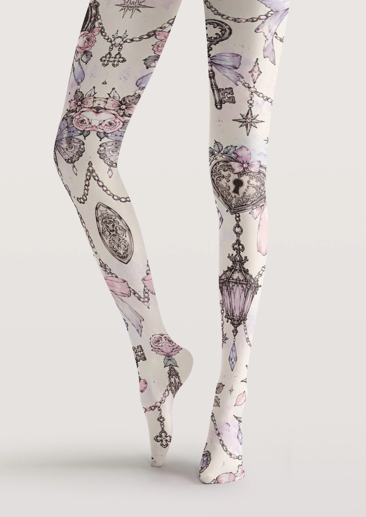 Pink Heart Lock Tights