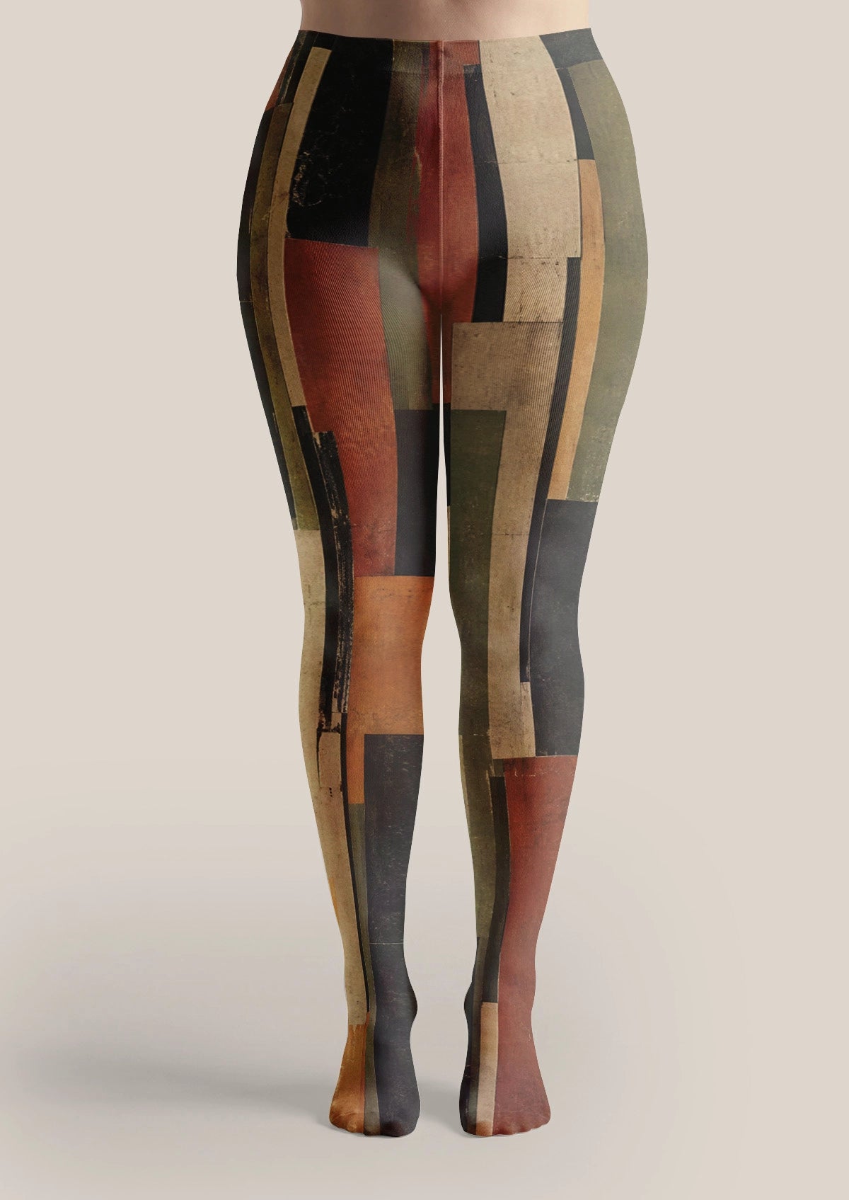 Multicolor Retro Geometric Tights