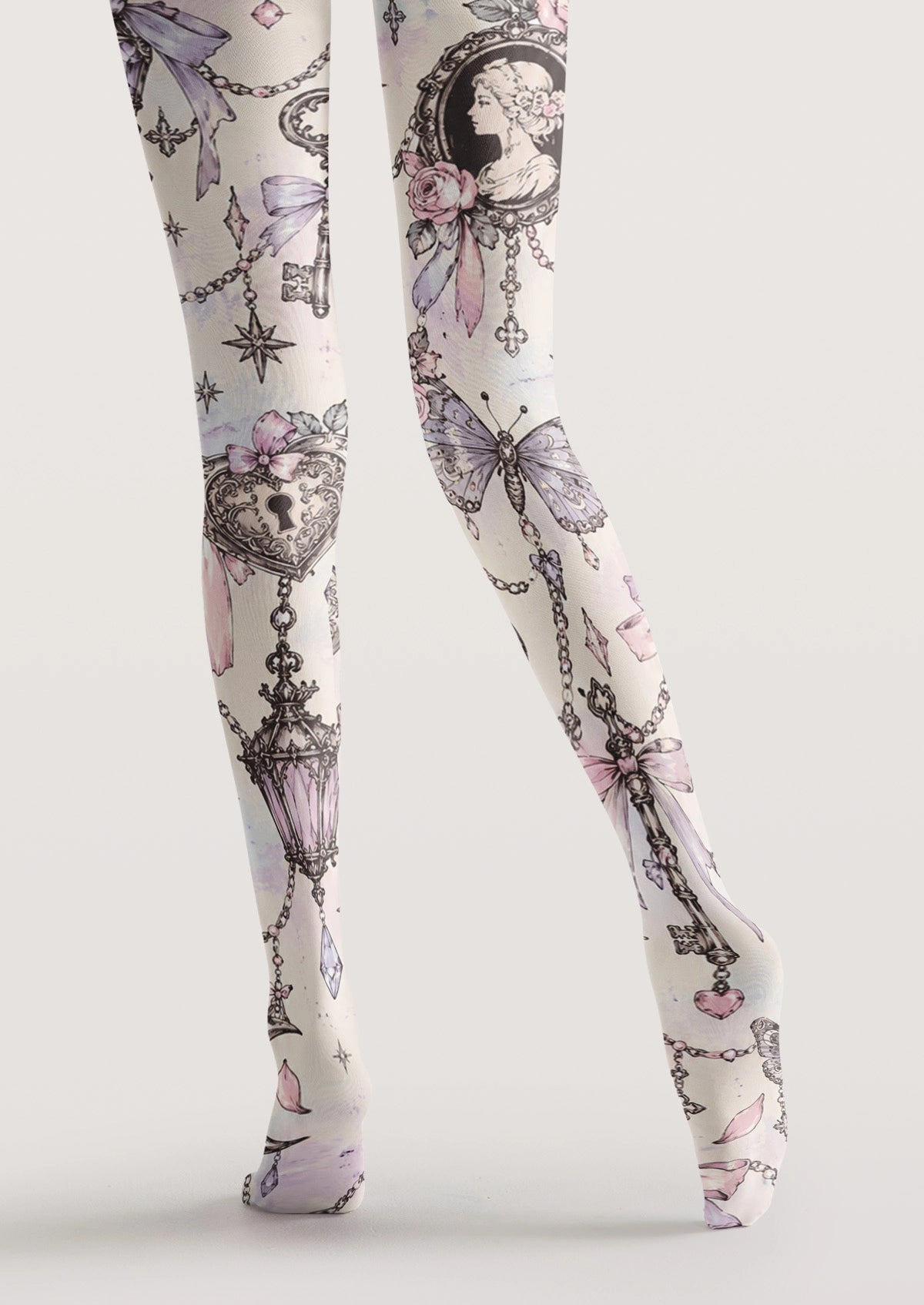 Pink Heart Lock Tights