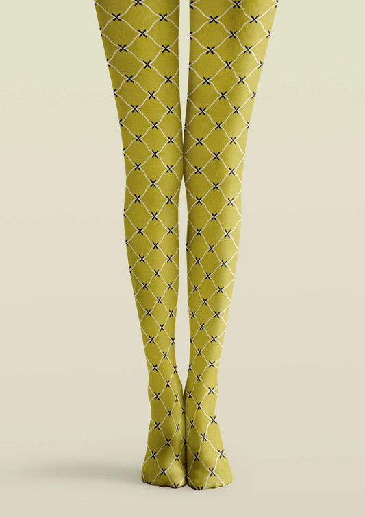 Yellow Lattice Pattern Tights