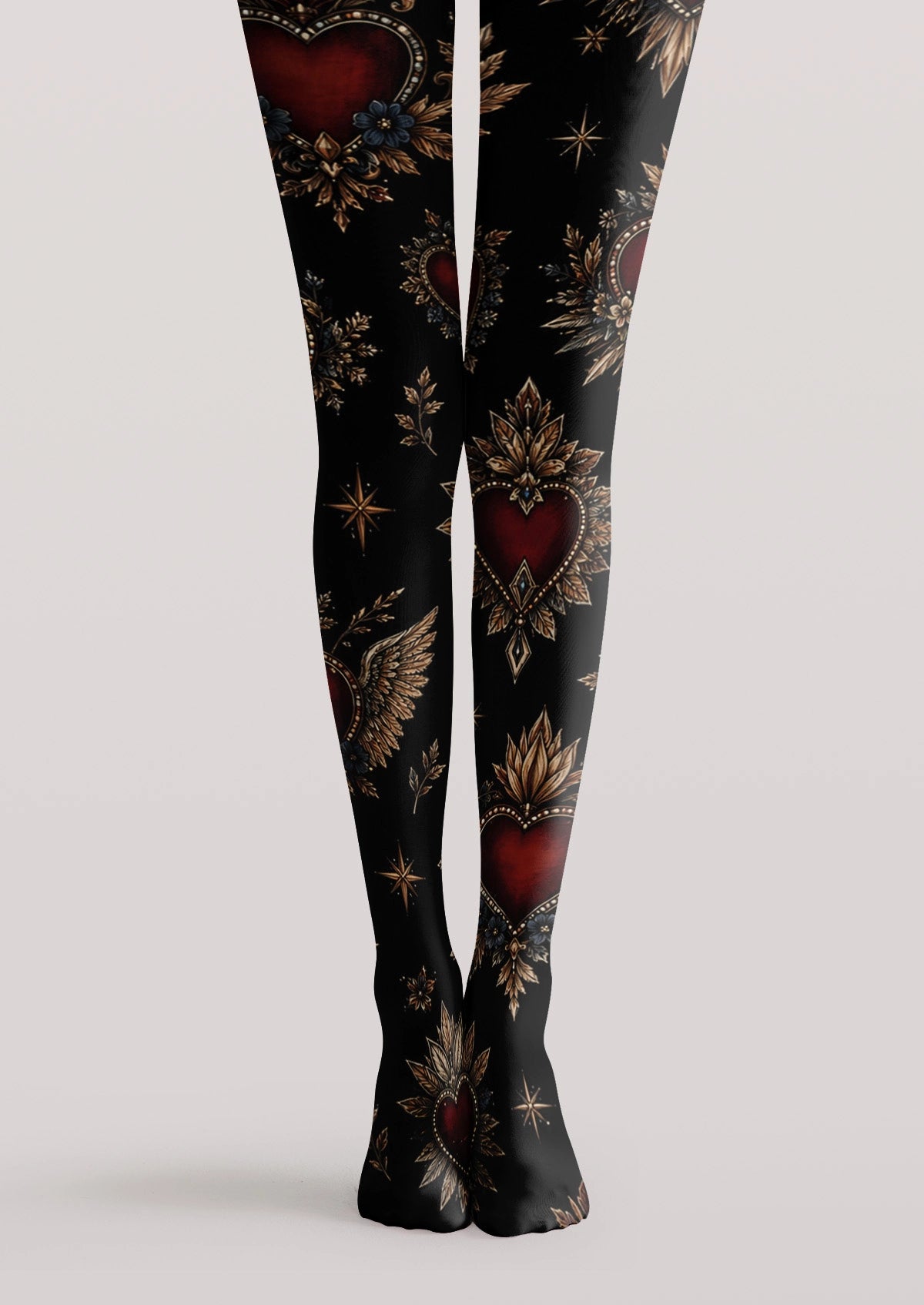 Black Heart Badge Tights