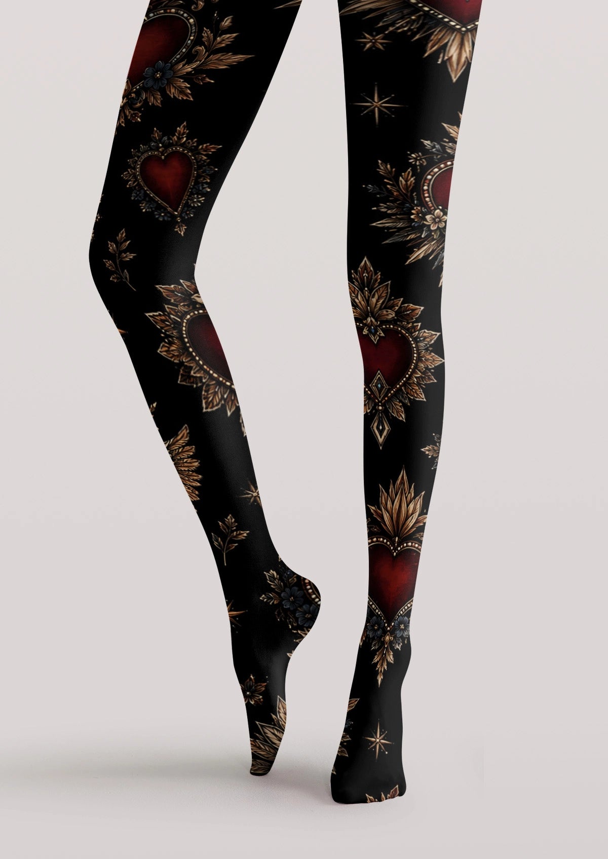 Black Heart Badge Tights