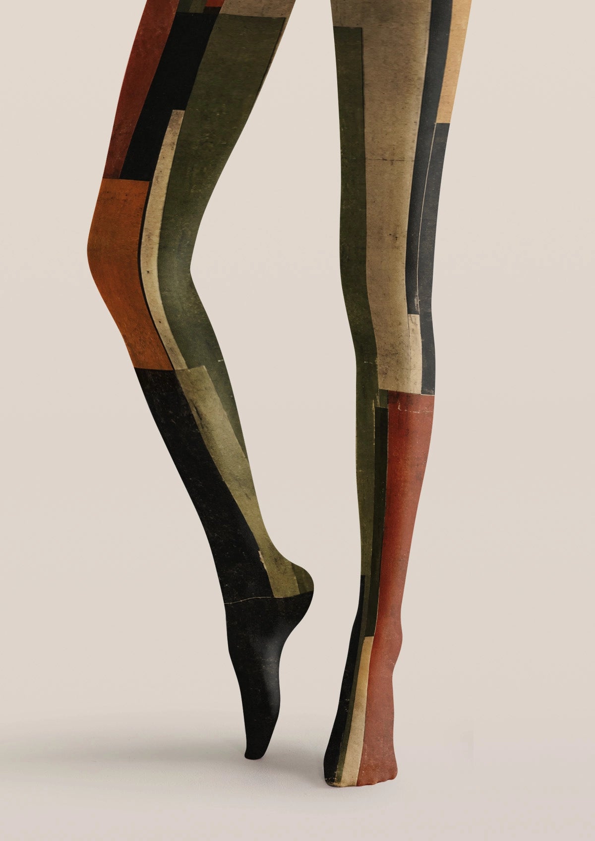 Multicolor Retro Geometric Tights