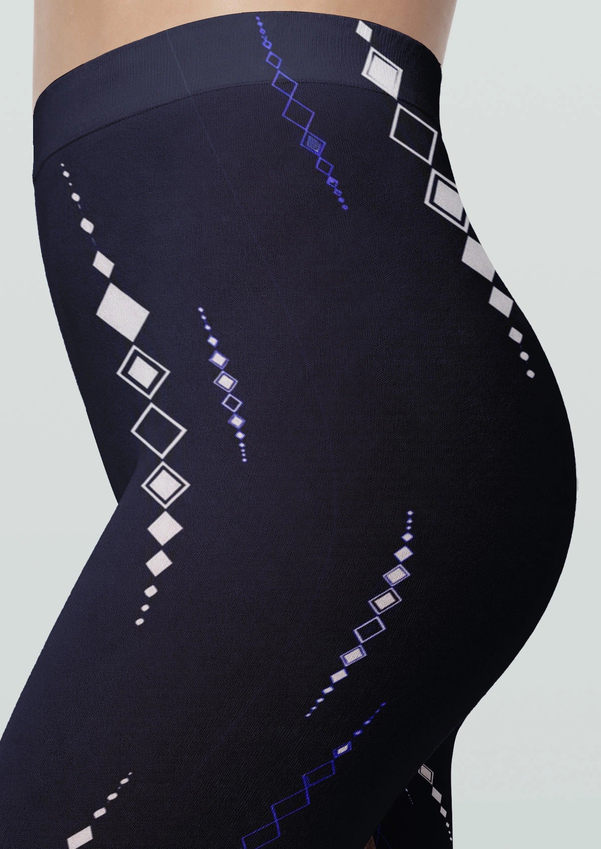 Blue Diamond-Shaped Square Tights