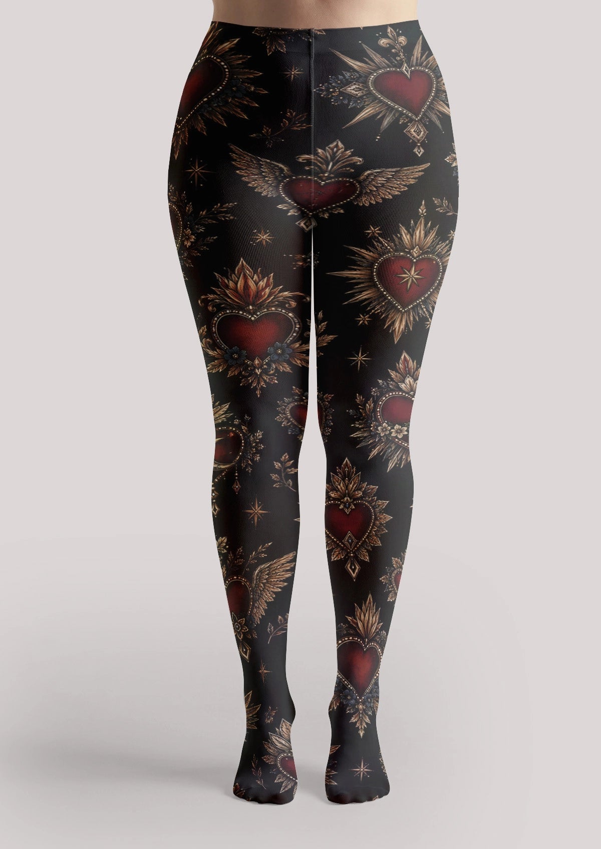 Black Heart Badge Tights