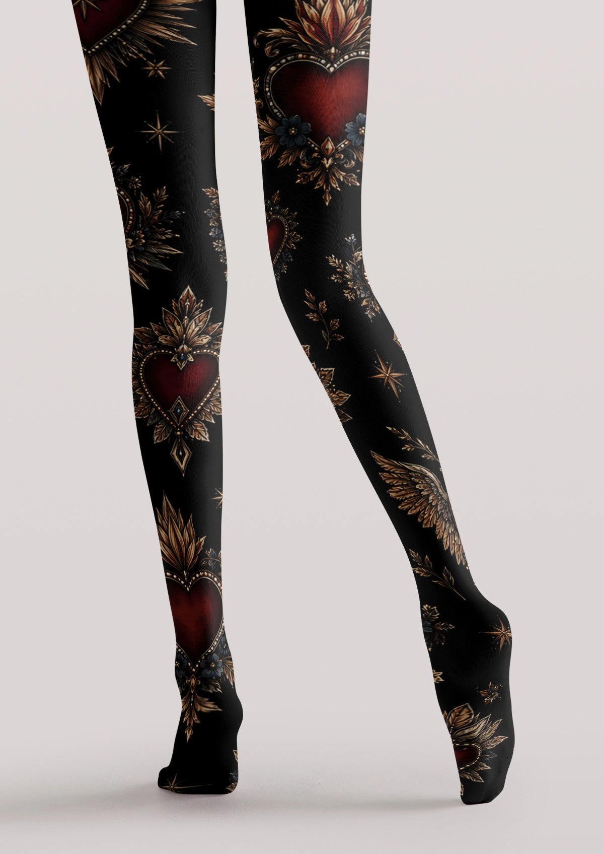 Black Heart Badge Tights