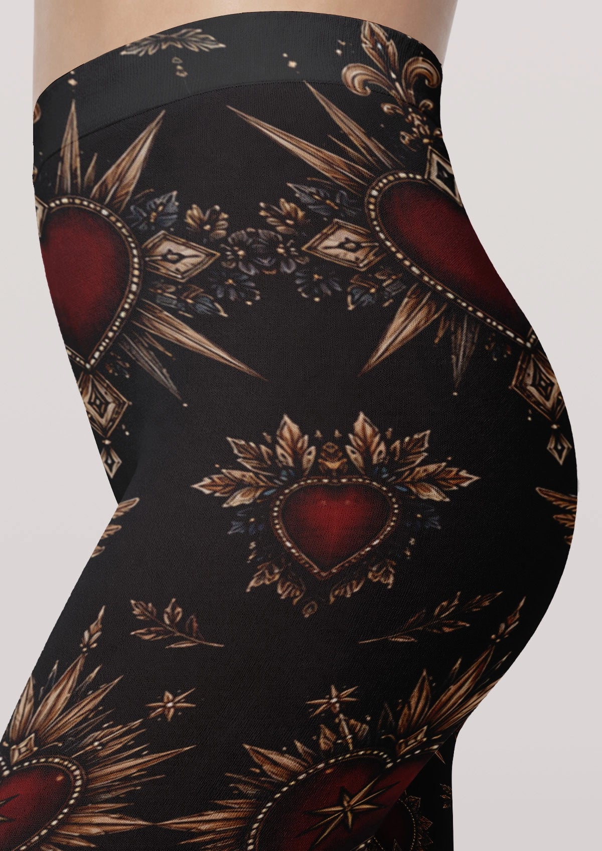 Black Heart Badge Tights