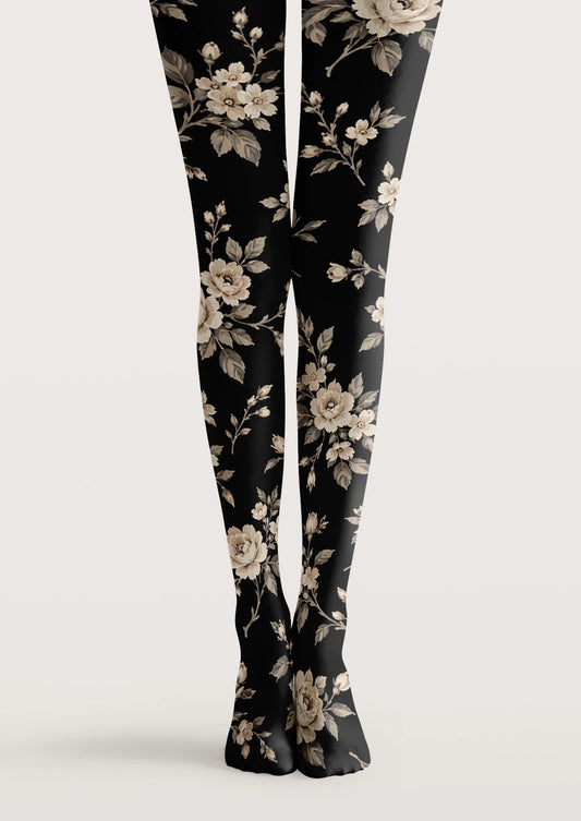 Black Florals Tights