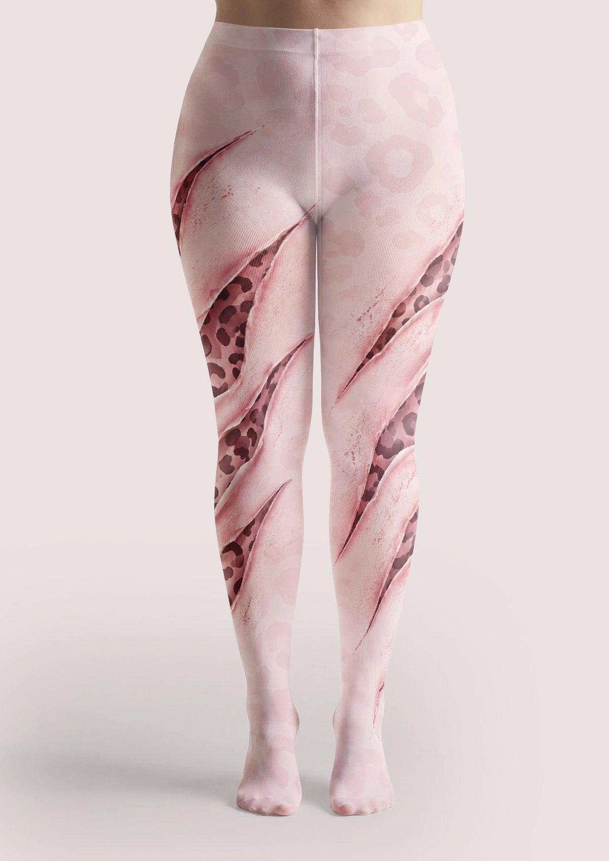Pink Ripped Leopard Print Tights