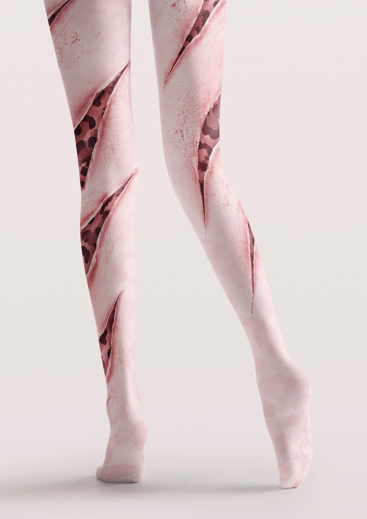 Pink Ripped Leopard Print Tights