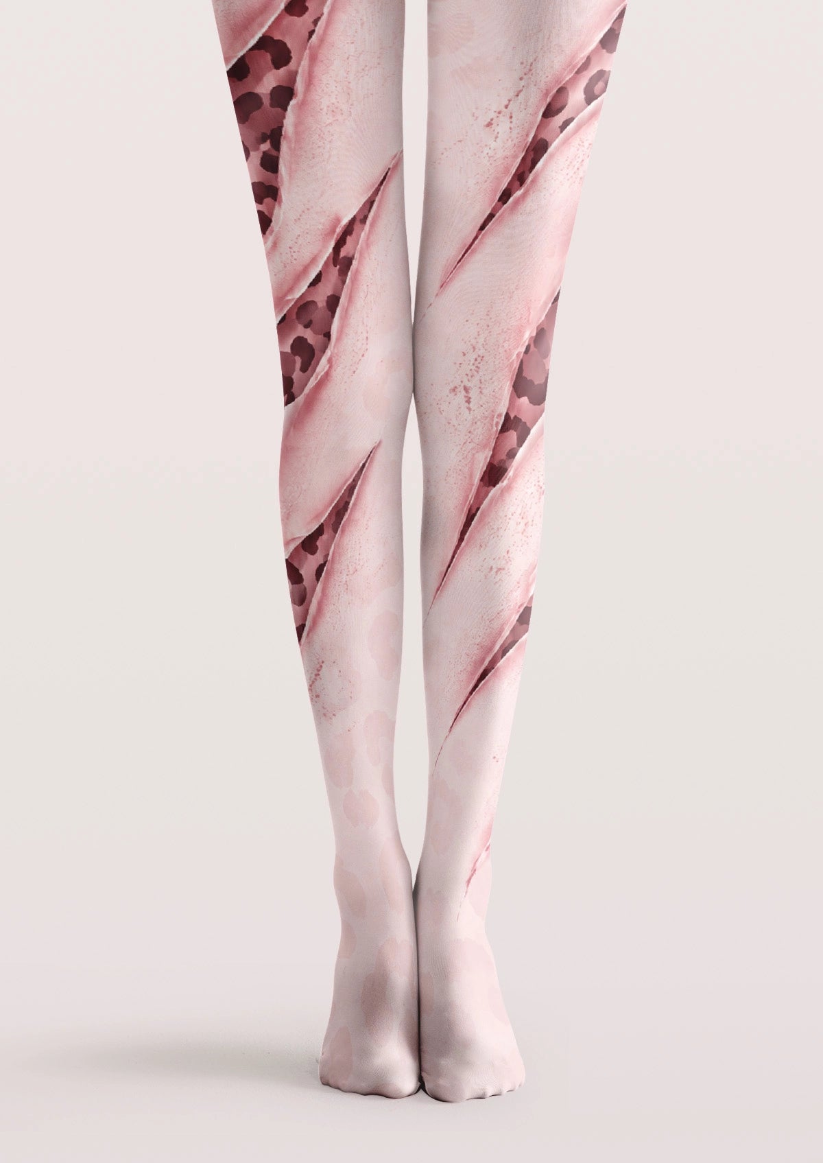 Pink Ripped Leopard Print Tights