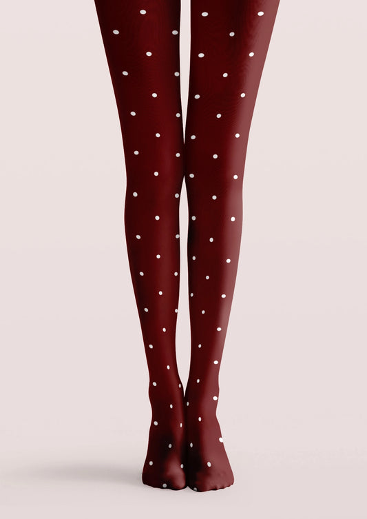 Christmas Red Background With White Polka Dots Tights