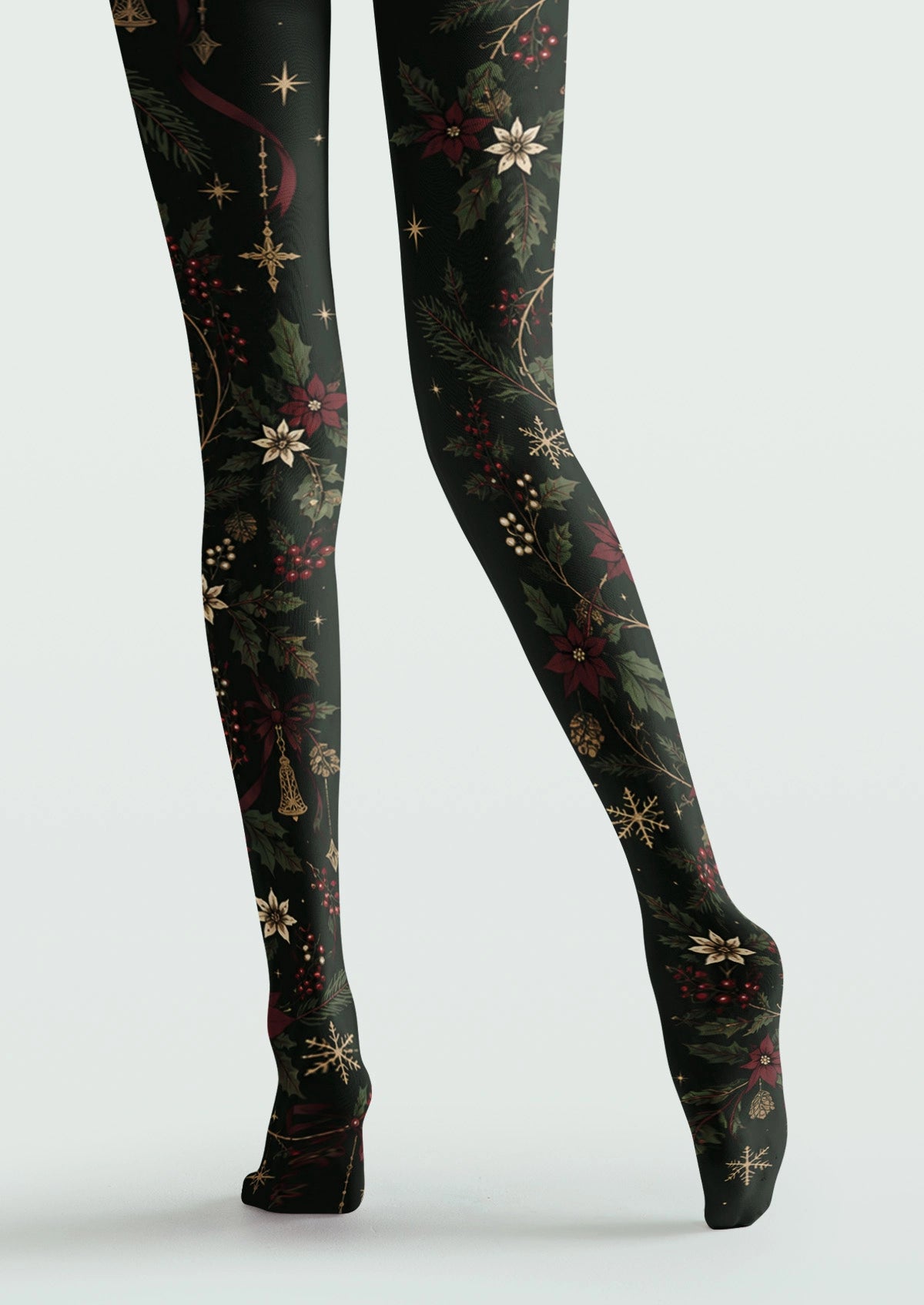 Green Christmas Plants Tights