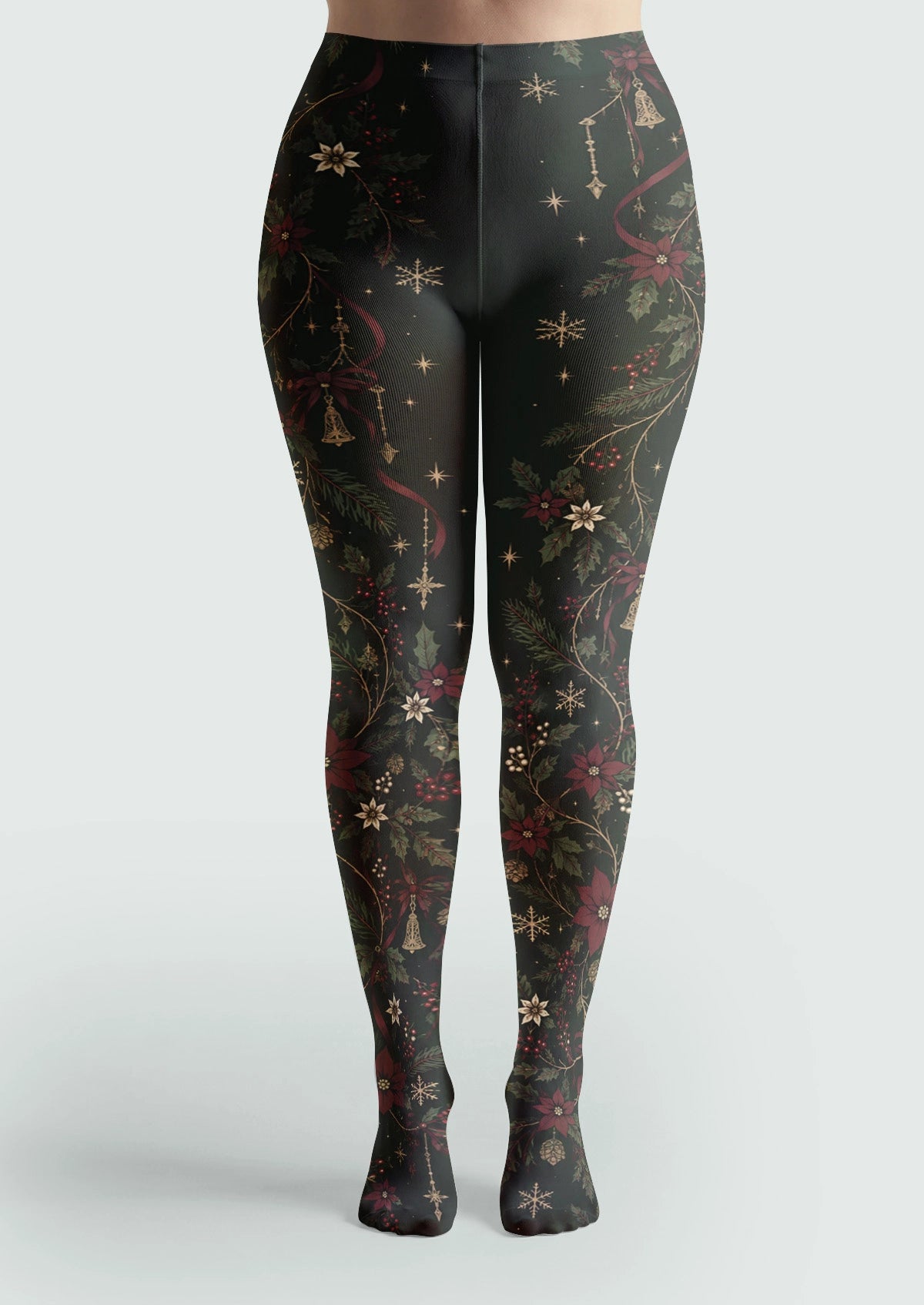 Green Christmas Plants Tights