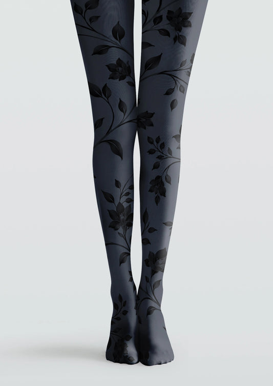 BLue Minimalist Florals Tights
