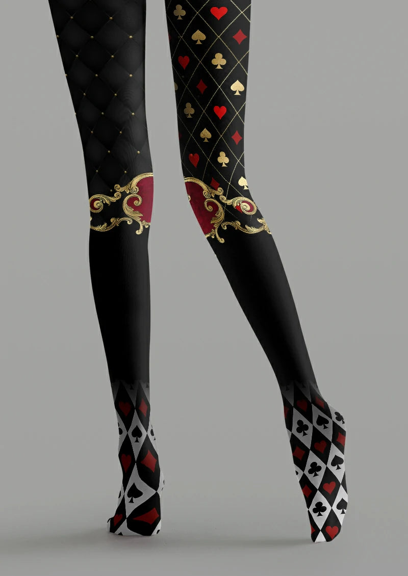 Black Playing Card Heart Tights