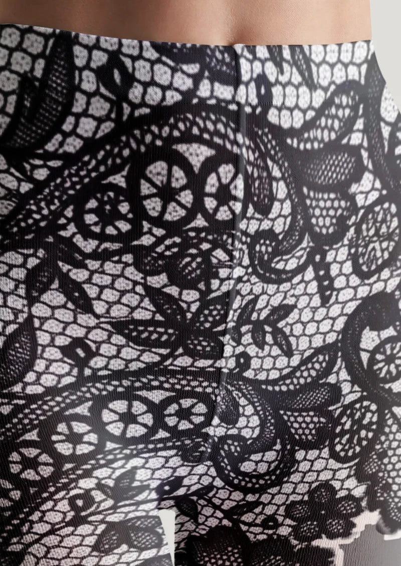 Black Lace Floral Polka Dot Tights