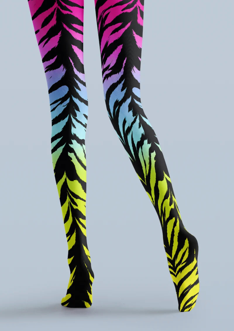Black Gradient Zebra Tights