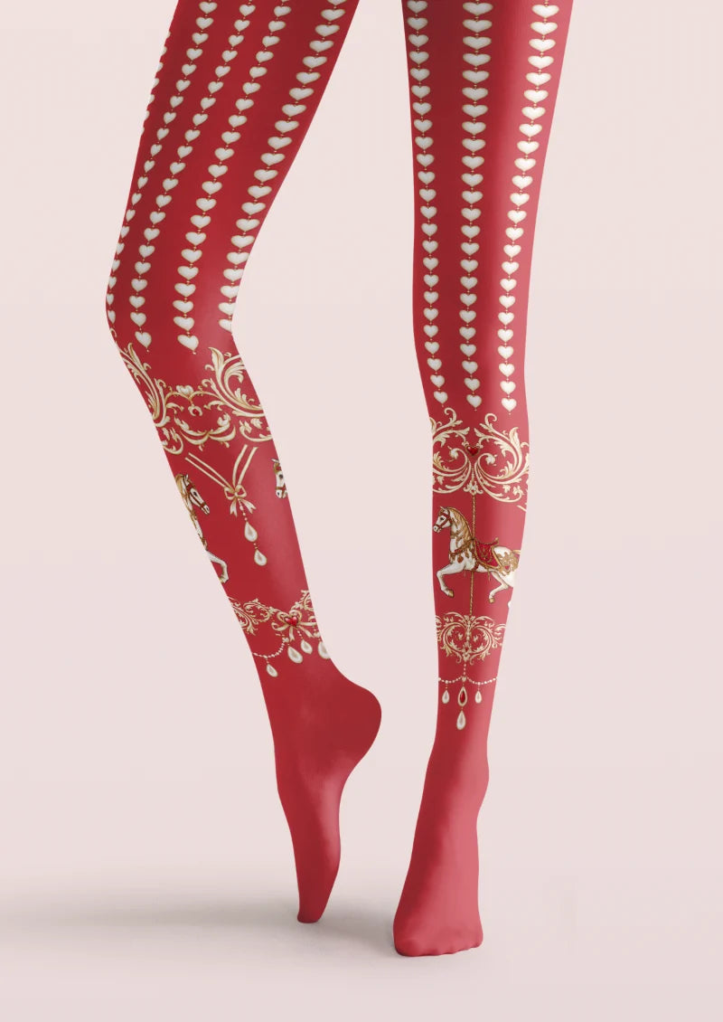Red Heart Carousel Tights