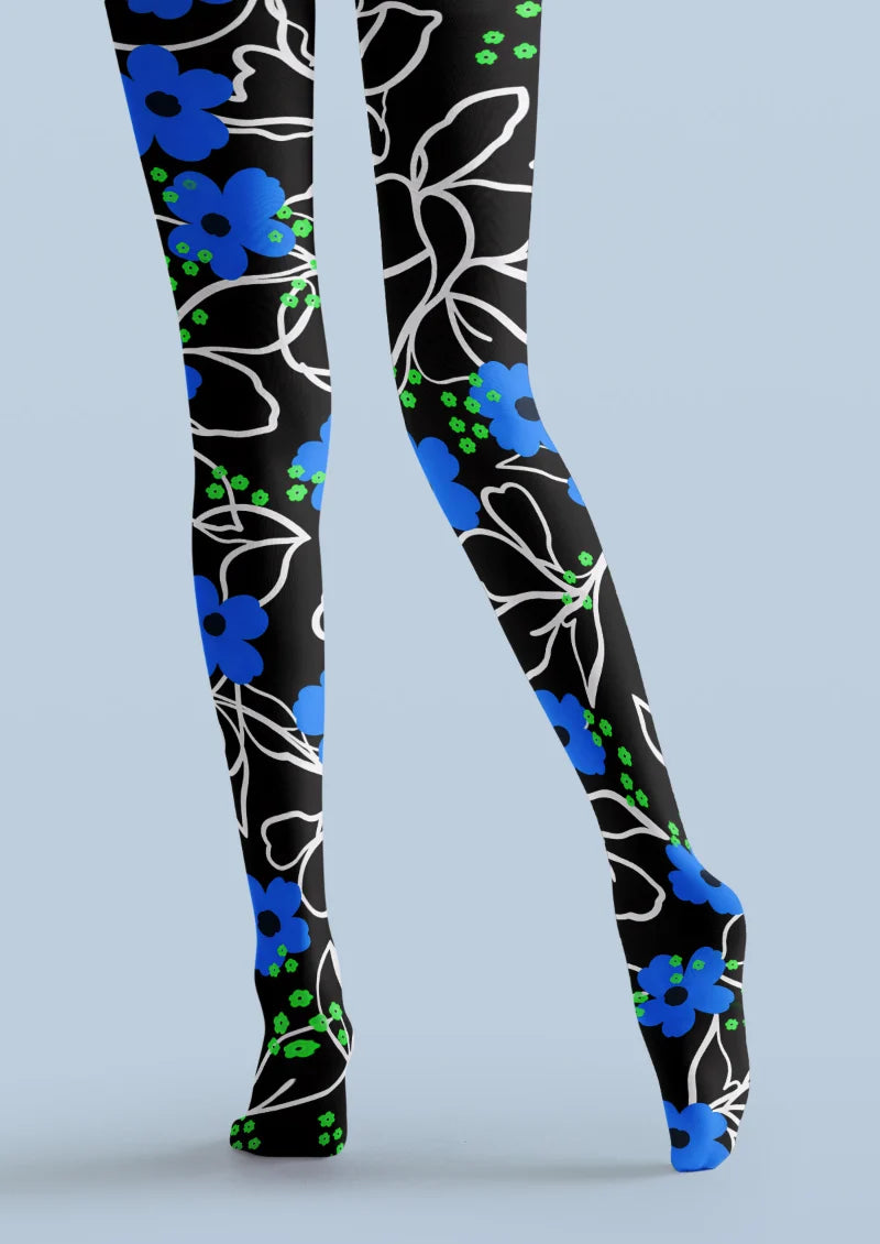 Black Floral Tights